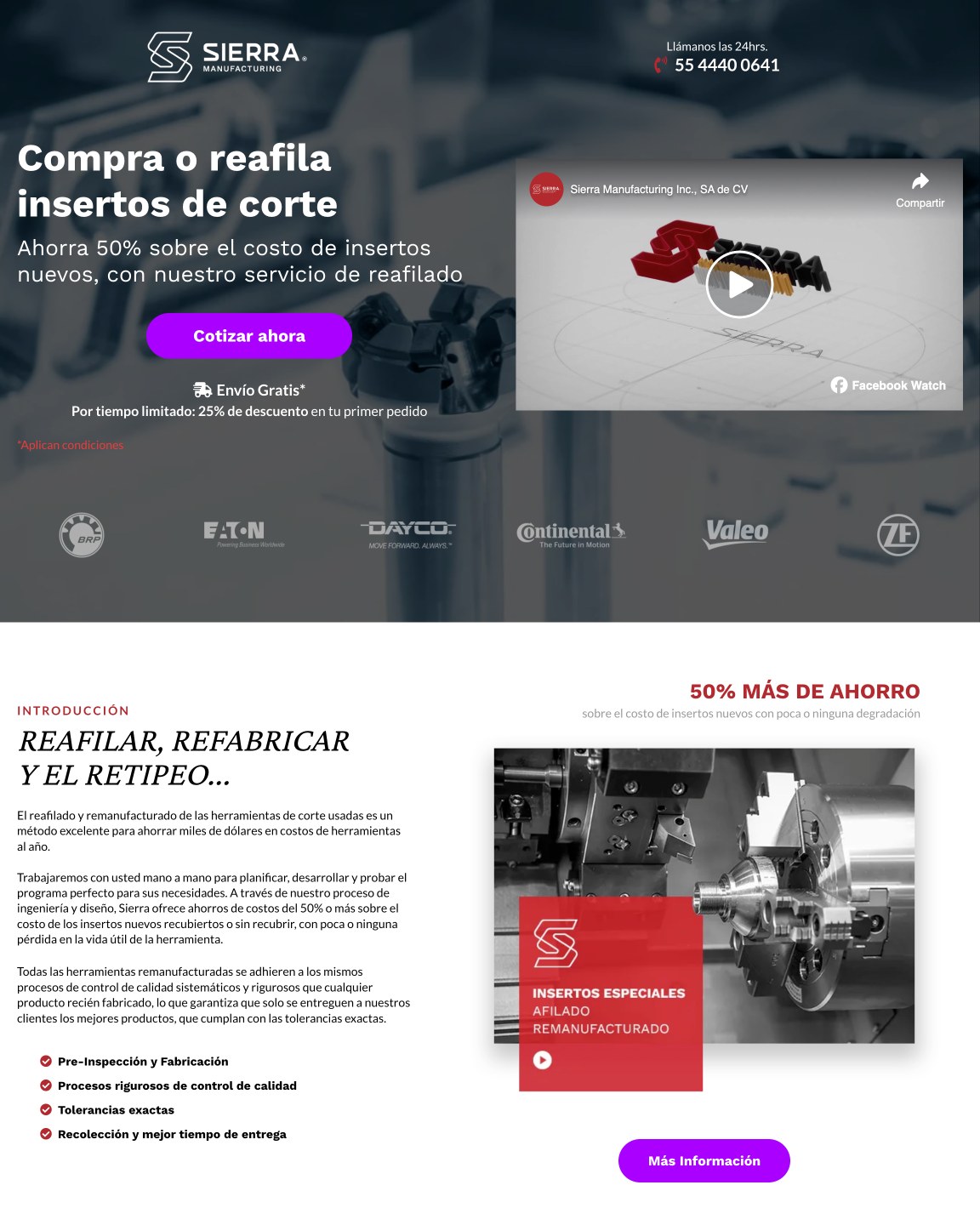 Sierra reafilado landing page