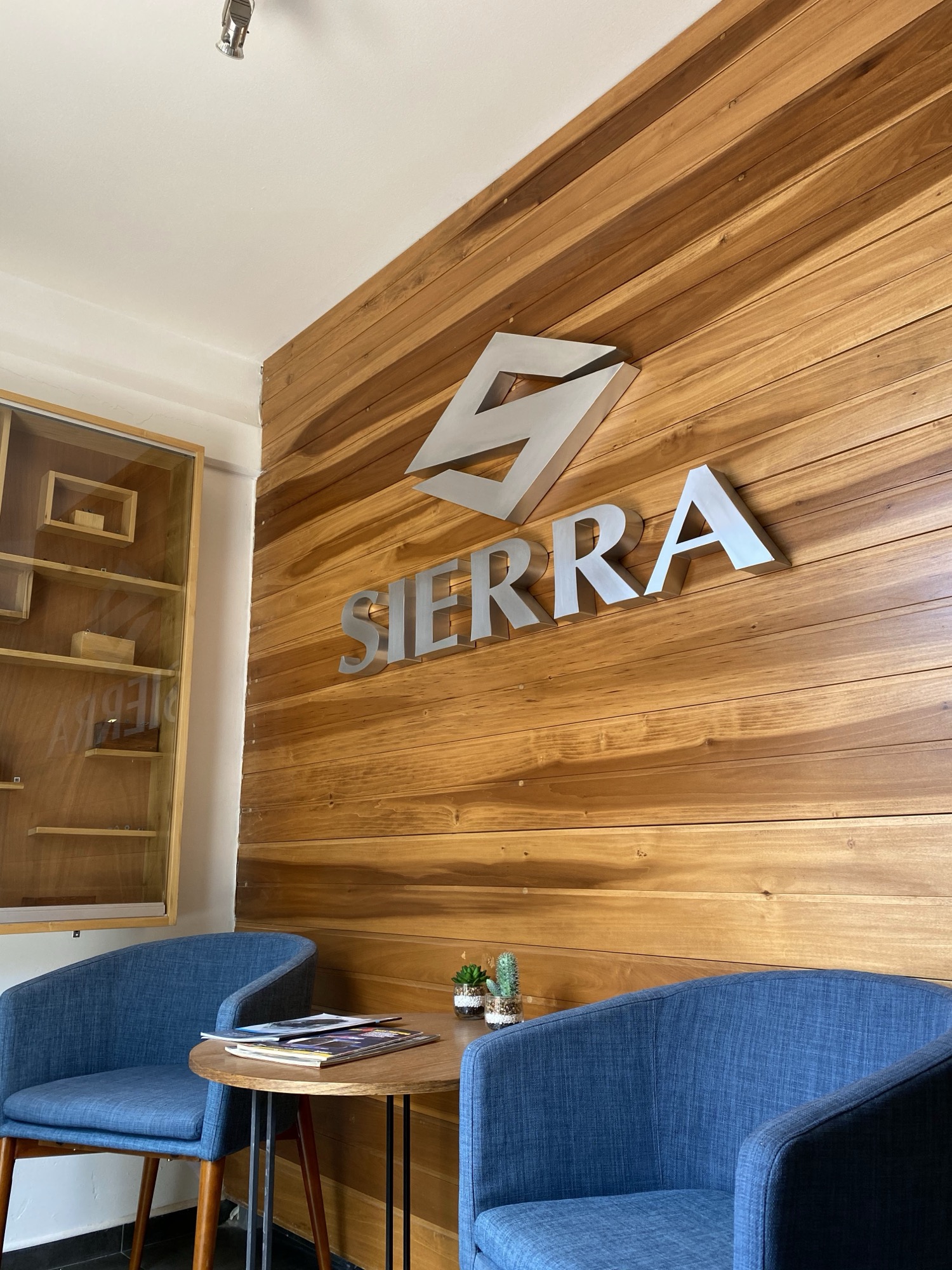 Reception wall after remodel